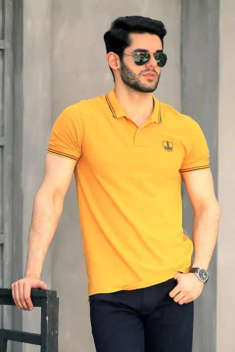 High Quality COBB STRIPED POLO NECK T-SHIRT For Men