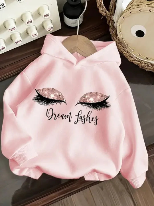 Women’s Light Pink Dream Lashes Graphic Hoodie | Cute Aesthetic Streetwear 💗