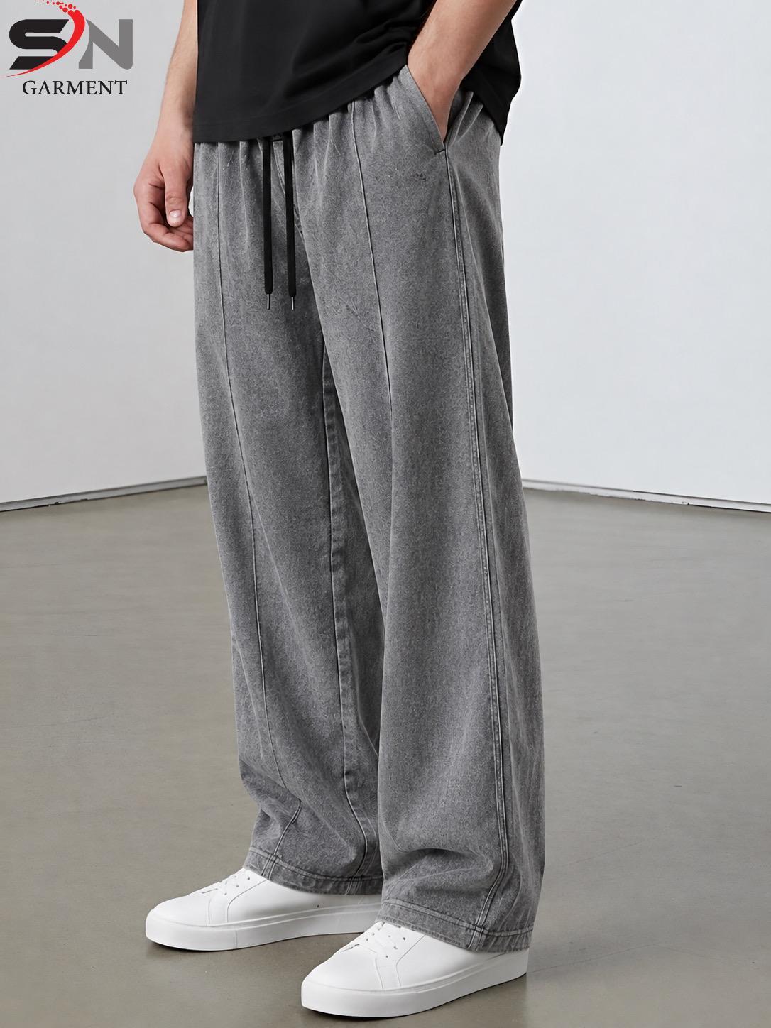 Vintage Acid Wash Baggy Trousers – Trendy Streetwear Pants