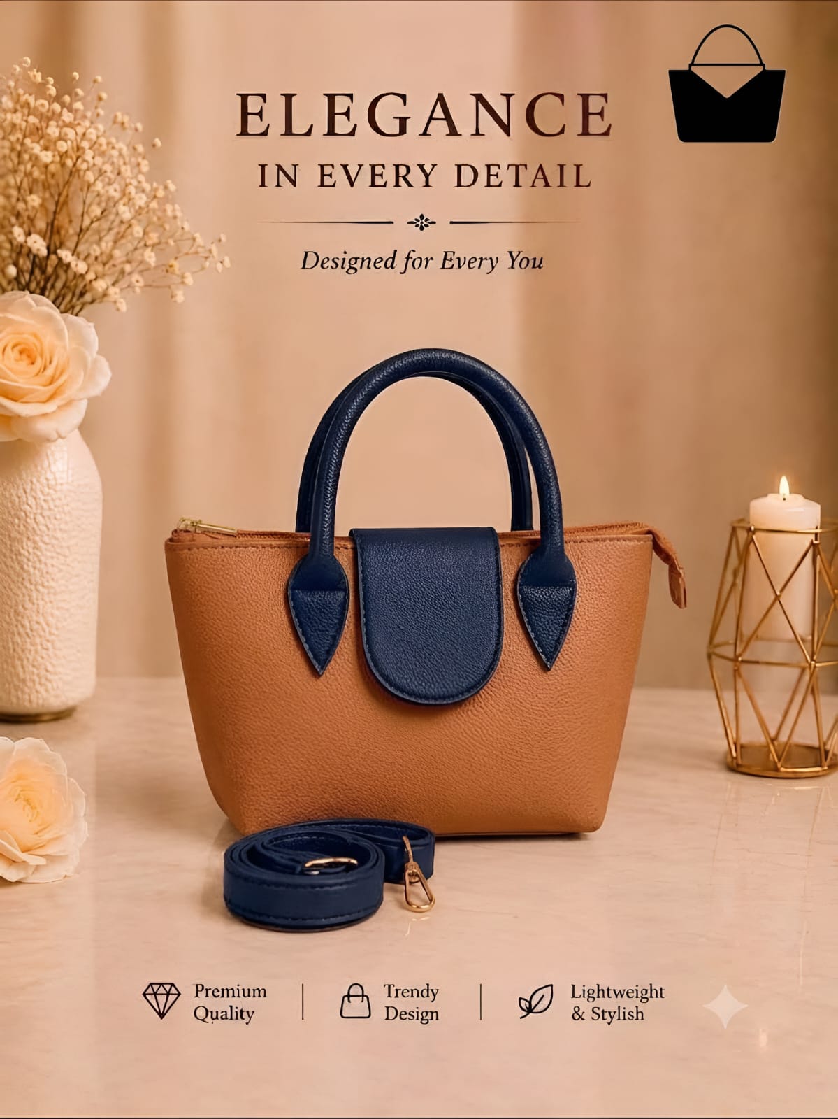 Premium Women's Bag – Spacious Interior, Elegant Design & Adjustable Long Strap