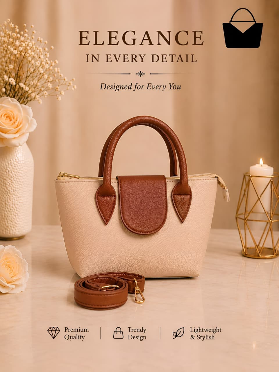 Premium Women's Bag – Spacious Interior, Elegant Design & Adjustable Long Strap