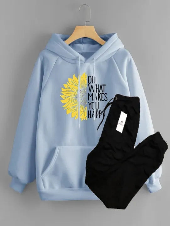 High Quality Winter Fleece Casual Printed Hoodie + Trouser Track Suit
