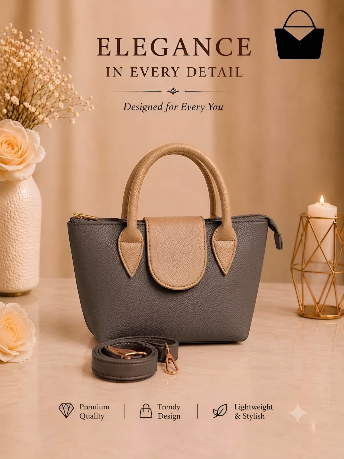 Premium Women's Bag – Spacious Interior, Elegant Design & Adjustable Long Strap