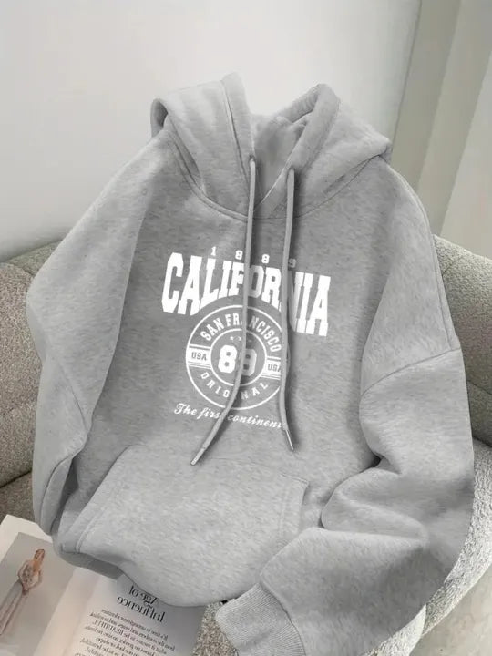 Grey California 89 Graphic Hoodie | Trendy Casual Streetwear
