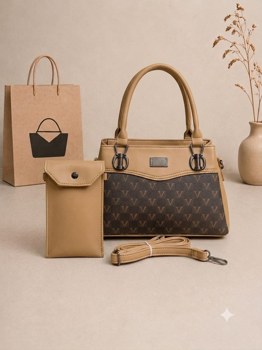 Stylish Women's 2-Piece Purse Set with Mobile Pouch & Adjustable Strap