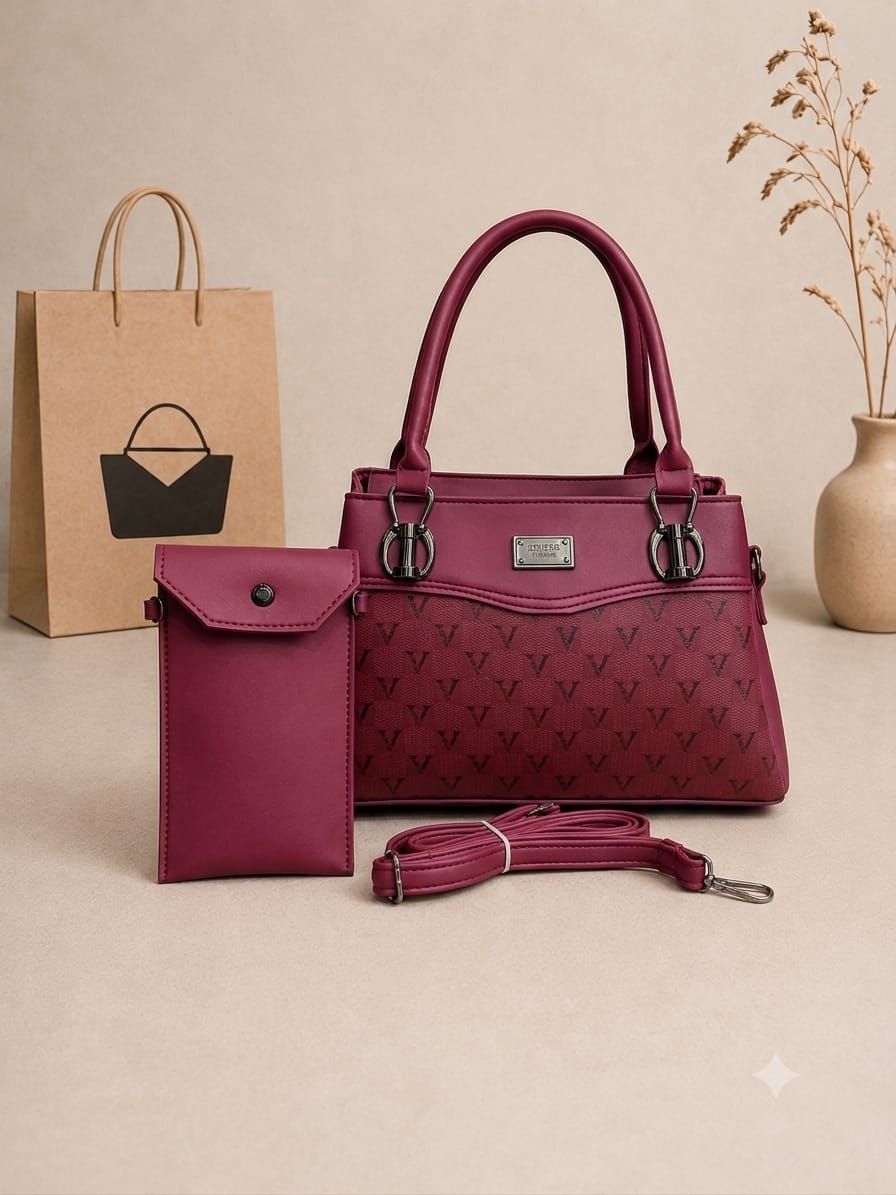 Stylish Women's 2-Piece Purse Set with Mobile Pouch & Adjustable Strap
