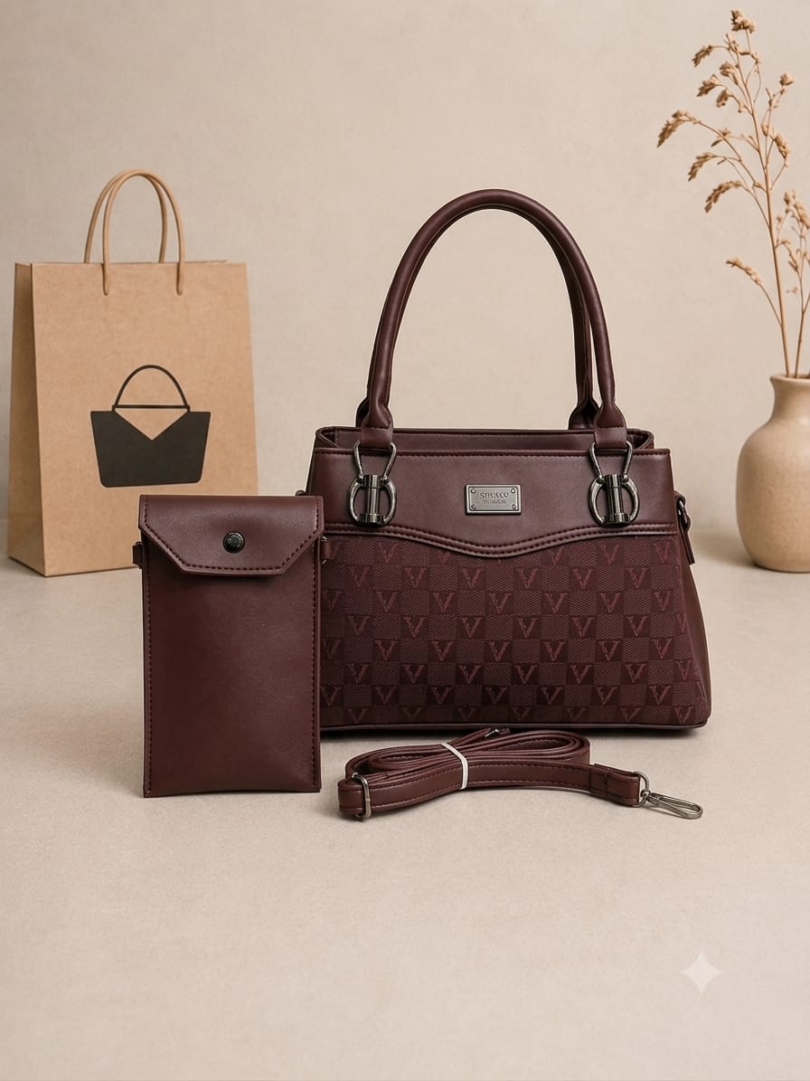 Stylish Women's 2-Piece Purse Set with Mobile Pouch & Adjustable Strap