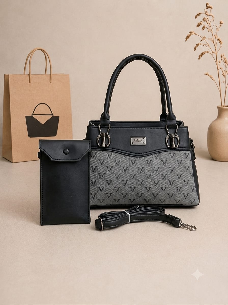 Stylish Women's 2-Piece Purse Set with Mobile Pouch & Adjustable Strap