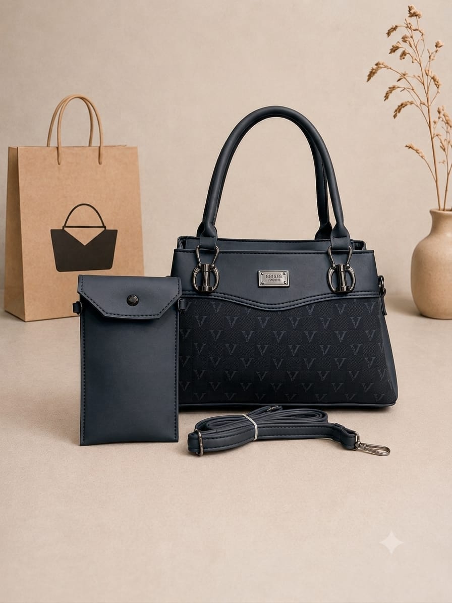 Stylish Women's 2-Piece Purse Set with Mobile Pouch & Adjustable Strap