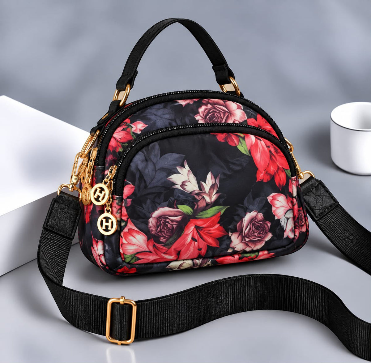 Premium Parachute Crossbody Bag for Women – 4 Zipper Compartments