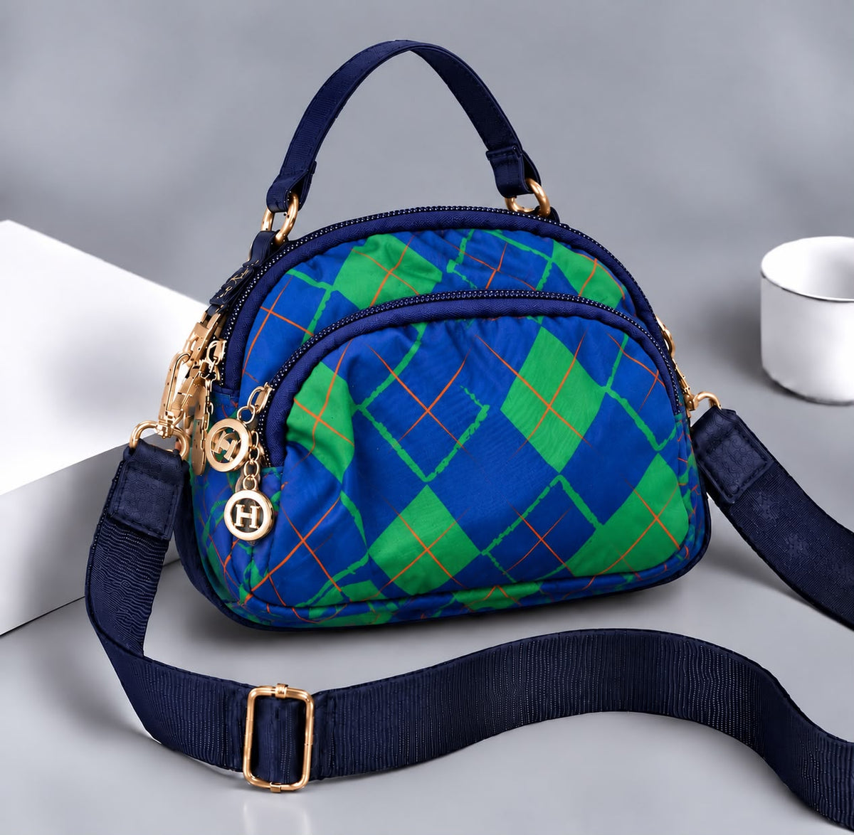 Premium Parachute Crossbody Bag for Women – 4 Zipper Compartments