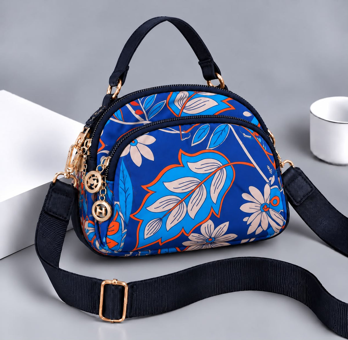 Premium Parachute Crossbody Bag for Women – 4 Zipper Compartments