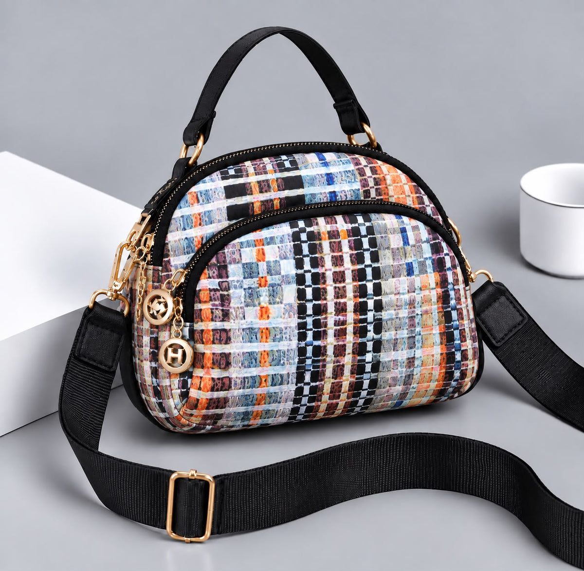 Premium Parachute Crossbody Bag for Women – 4 Zipper Compartments