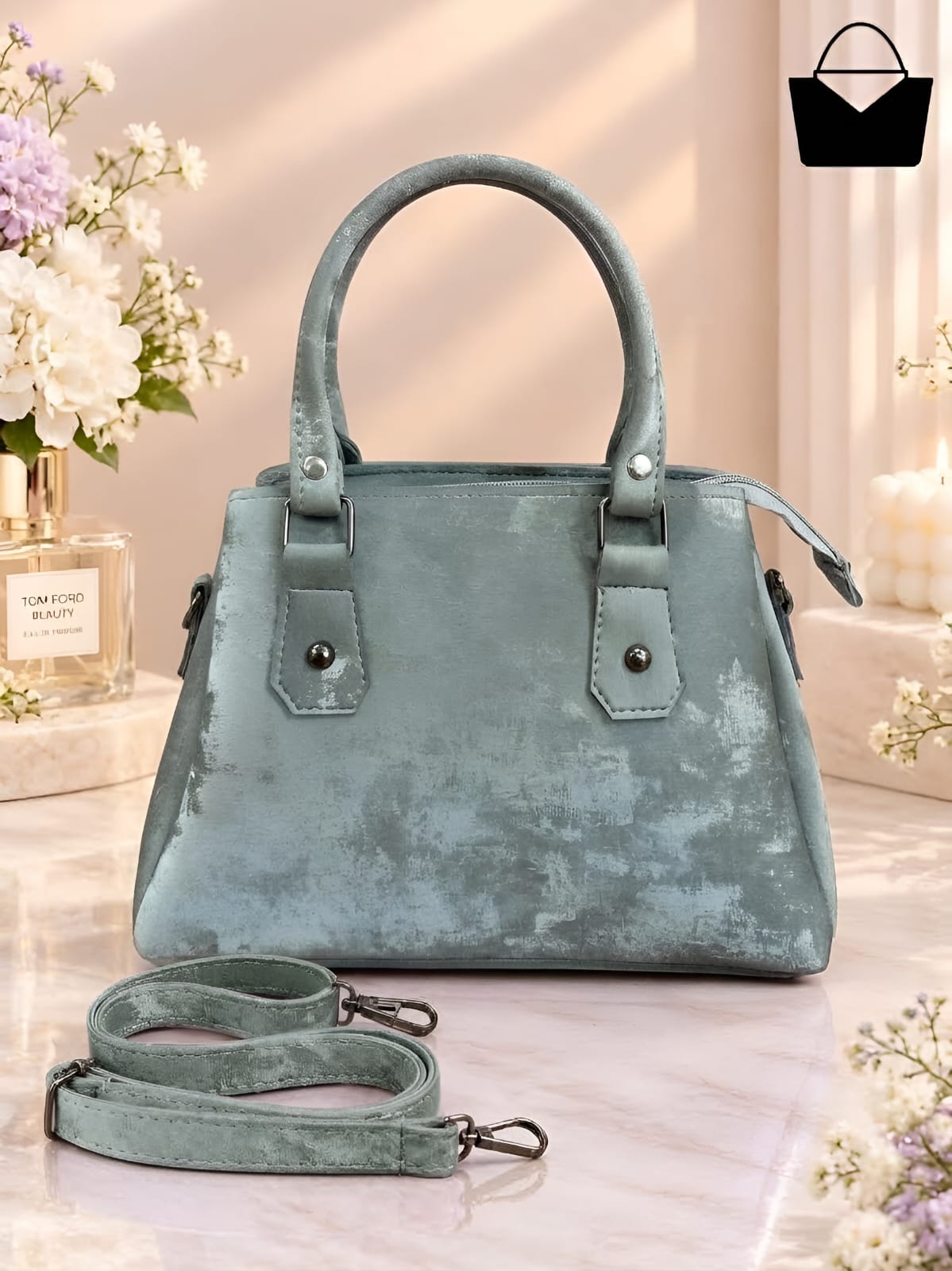 Premium Women's Handbag with Gold-Tone Hardware, Double Handles & Adjustable Shoulder Strap