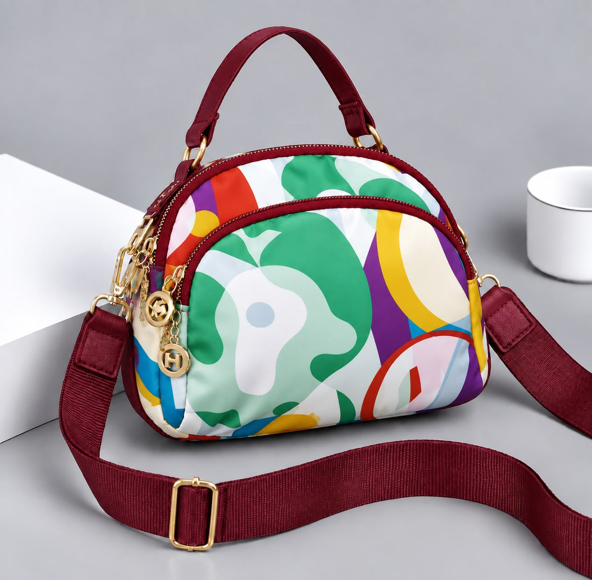 Premium Parachute Crossbody Bag for Women – 4 Zipper Compartments