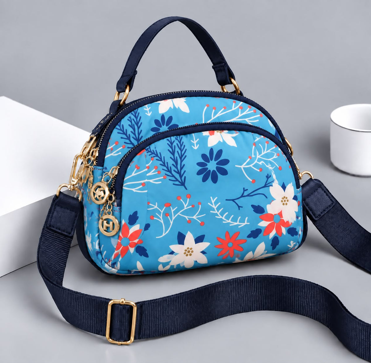 Premium Parachute Crossbody Bag for Women – 4 Zipper Compartments
