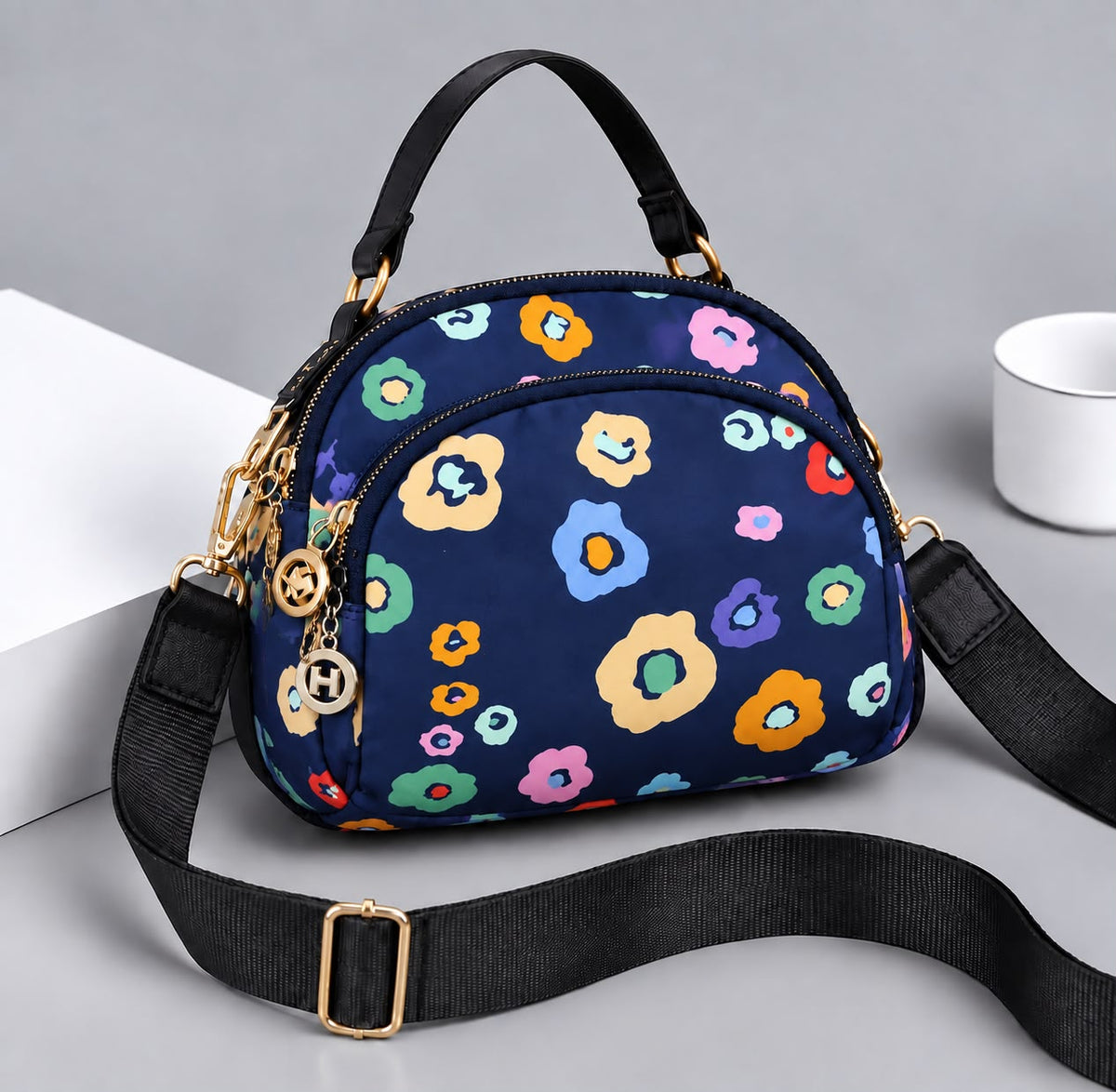 Premium Parachute Crossbody Bag for Women – 4 Zipper Compartments