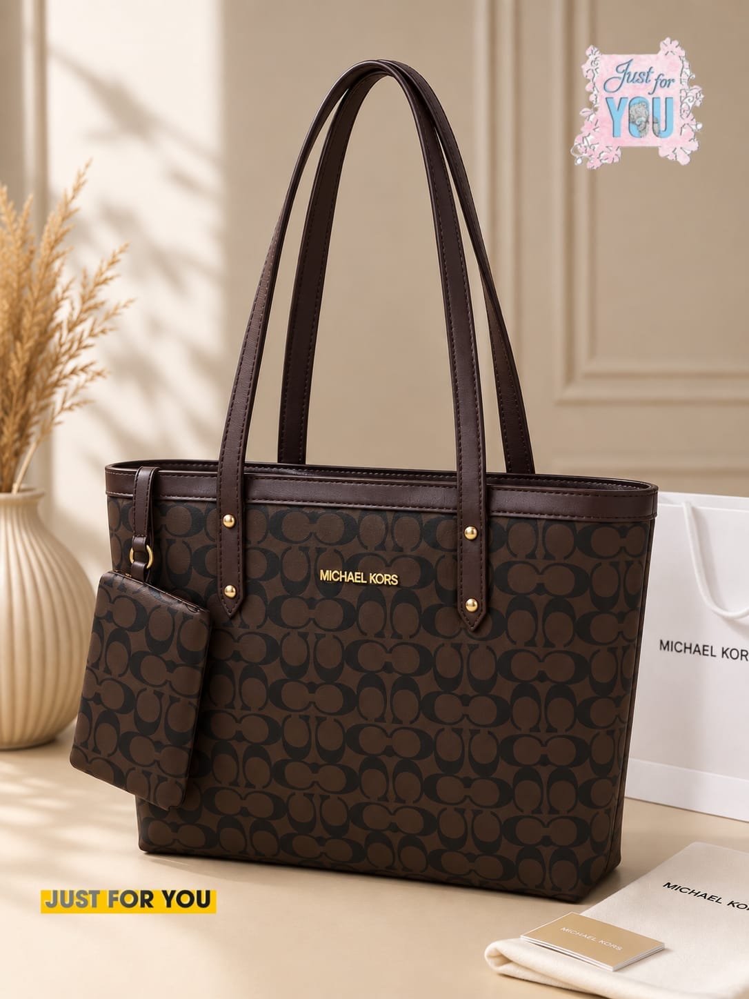 MICHAEL KORS Premium Women's Tote Bag with Matching Small Pouch – Stylish Everyday Bag