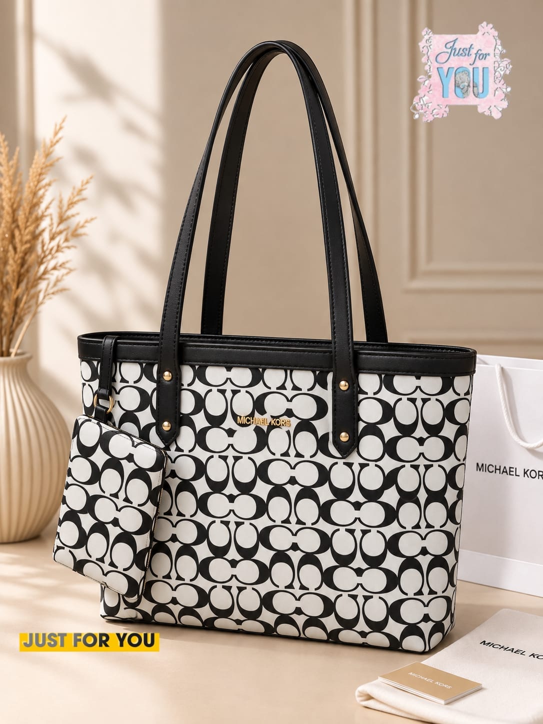 MICHAEL KORS Premium Women's Tote Bag with Matching Small Pouch – Stylish Everyday Bag