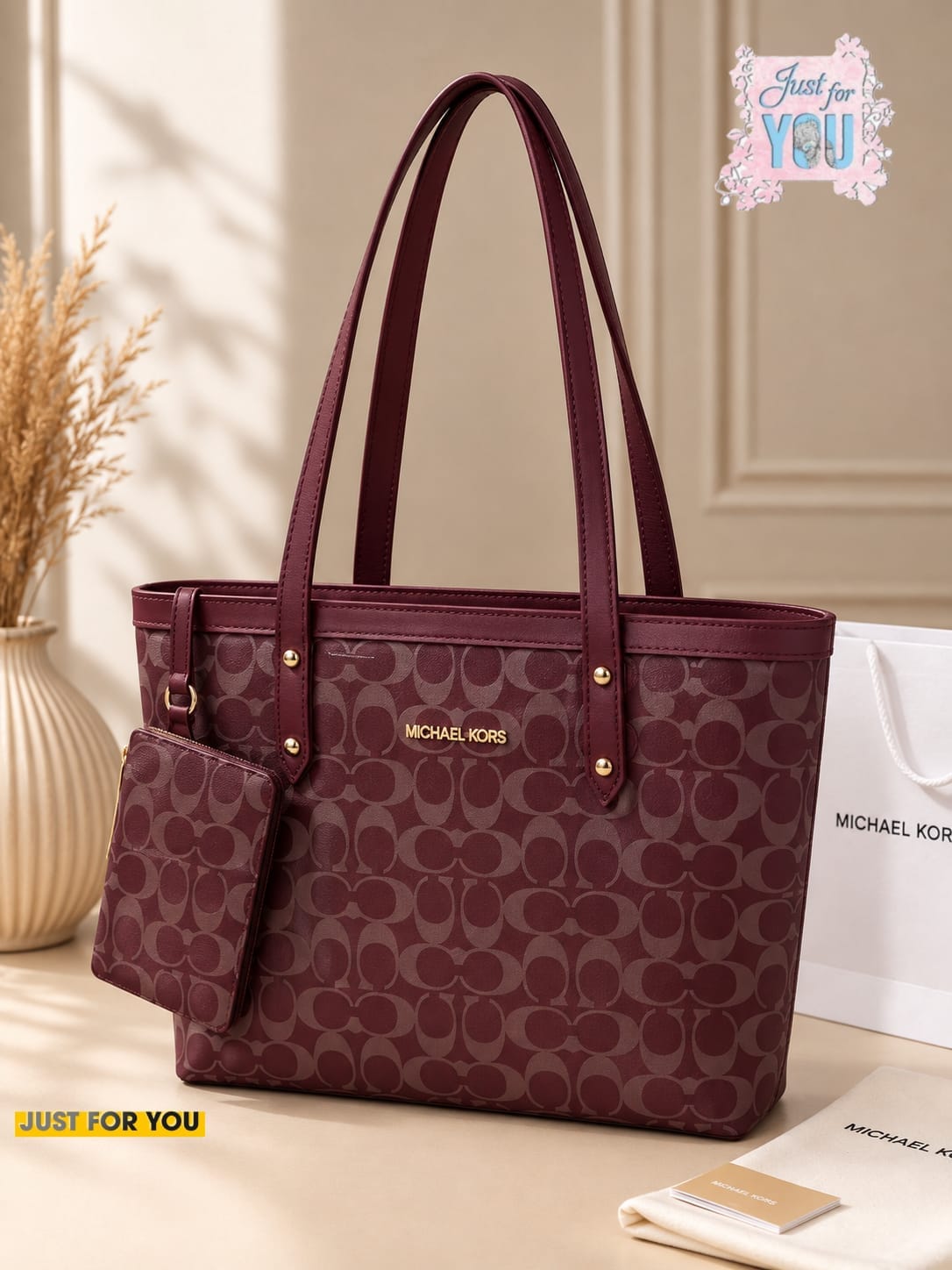 MICHAEL KORS Premium Women's Tote Bag with Matching Small Pouch – Stylish Everyday Bag