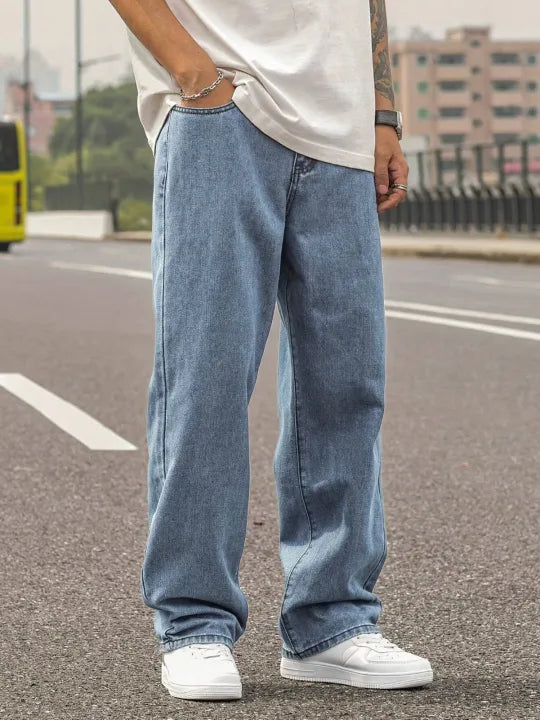 Wide Leg Baggy Relaxed Straight Loose Bottom denim jeans pants for Men