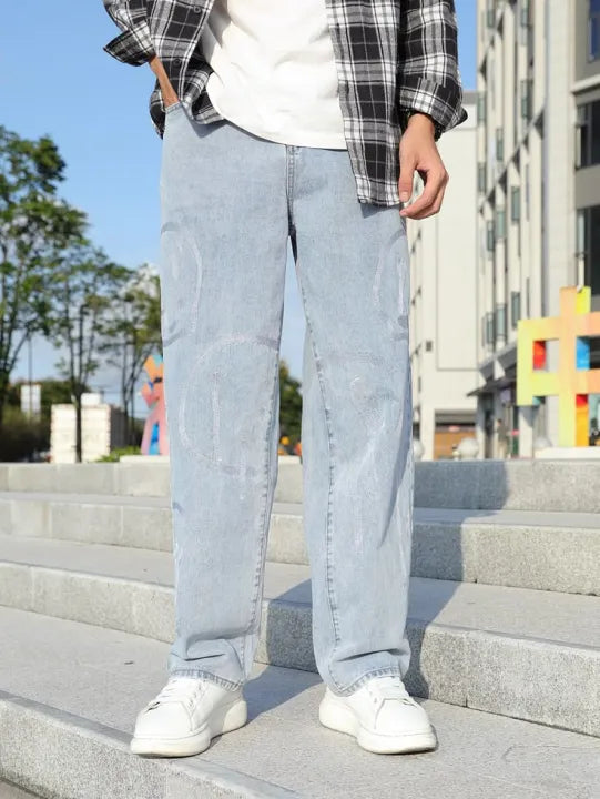 Premium Light Blue Wide-Leg Jeans - Baggy Denim for Boys - Relaxed Fit Casual Pants