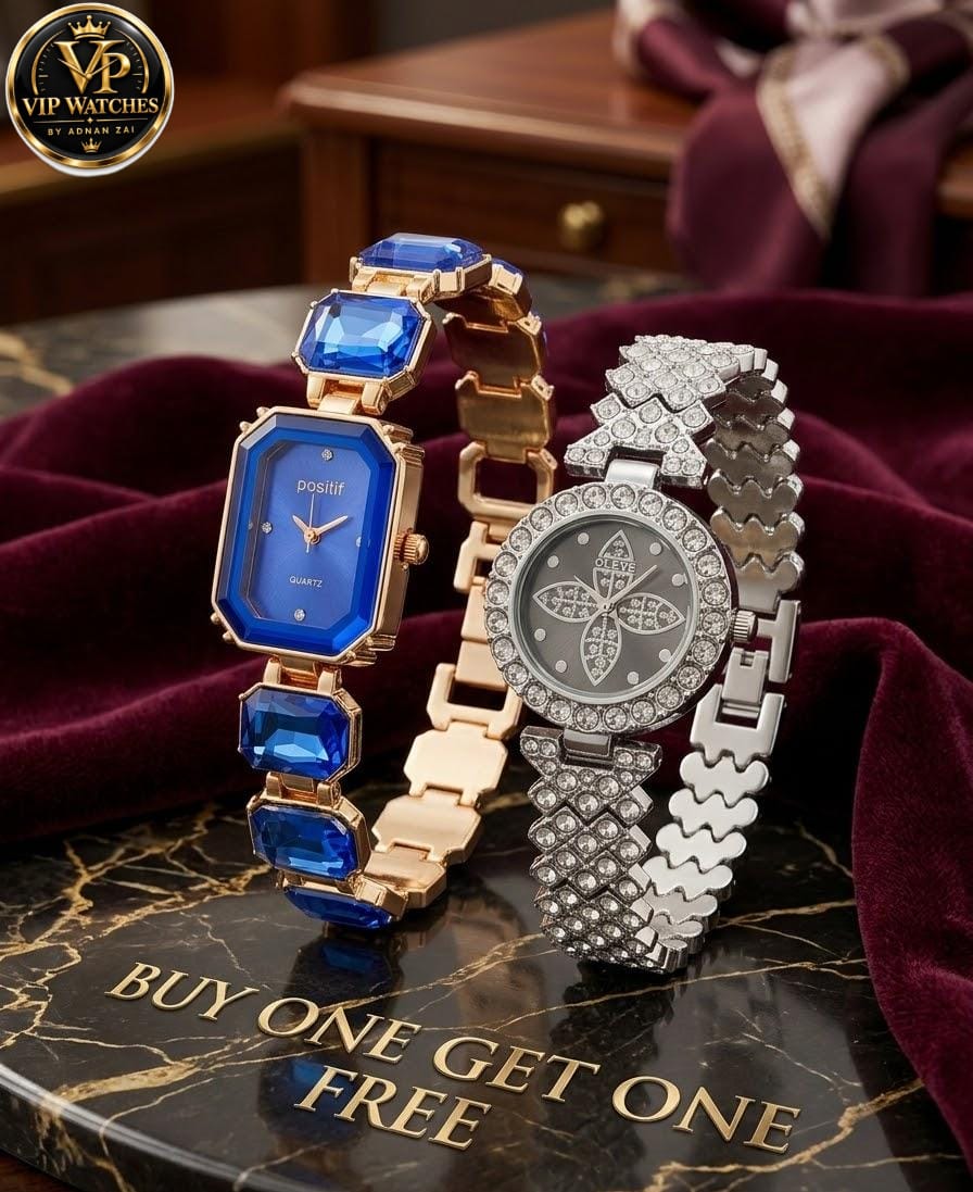 Buy 1 Get 1 Free – Girls’ Luxury Stone Jewelry Watches | Elegant Diamond-Style Design