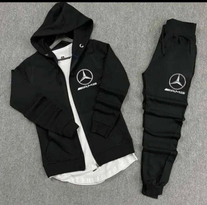 Mercedes Amg Printed Premum Fleece Full Sleeves Zipper Hoodie & Trouser Tracksuit For Men & Boys