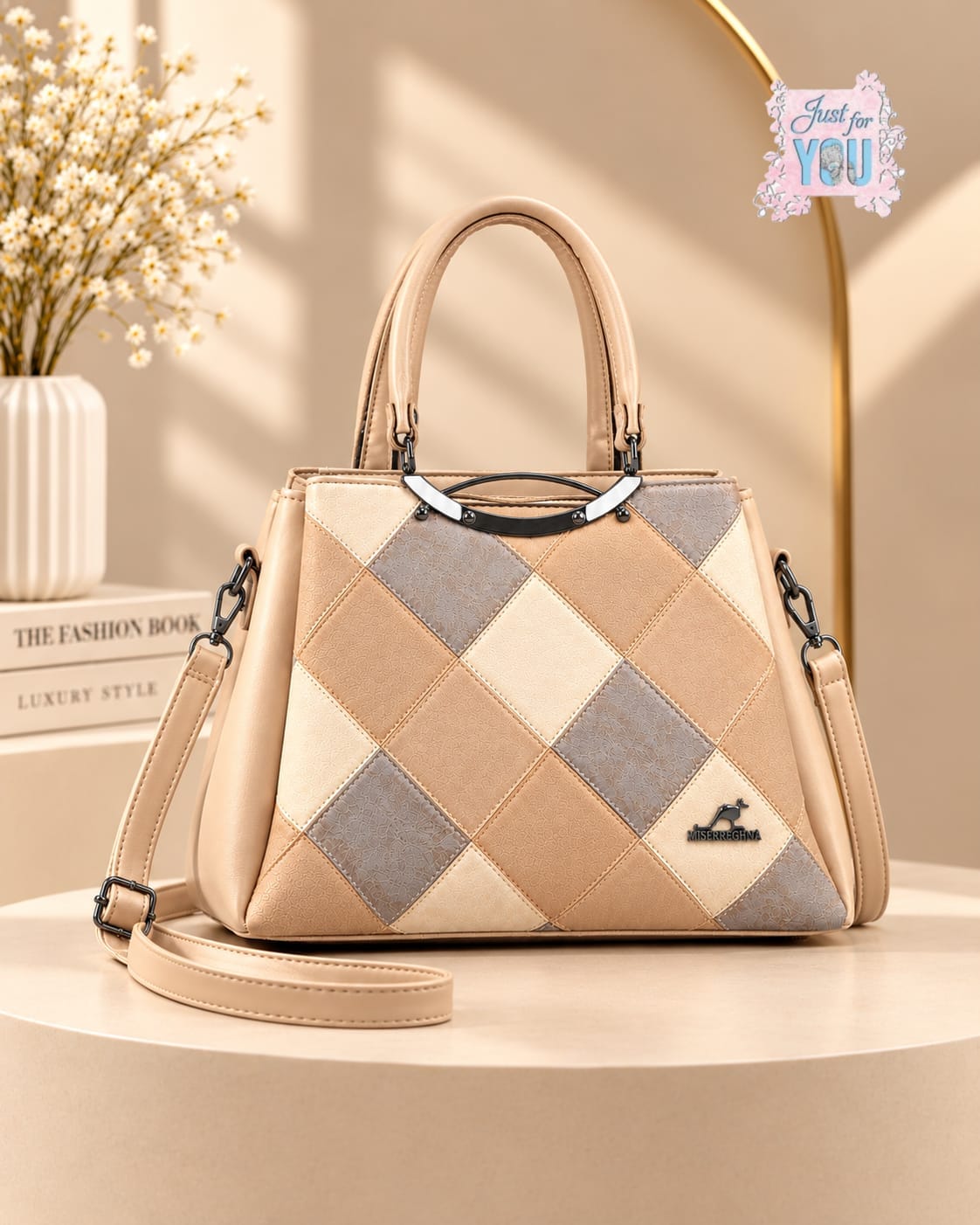 Stylish Medium Women's Shoulder Bag with 3 Compartments & Long Strap