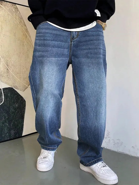 Wide Leg Baggy Relaxed Straight Loose Bottom denim jeans pants for Men