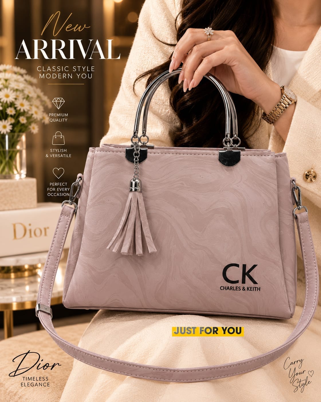 CRALES & KEITH Women's Premium Crossbody Bag with 3 Compartments | Stylish Long Strap Handbag