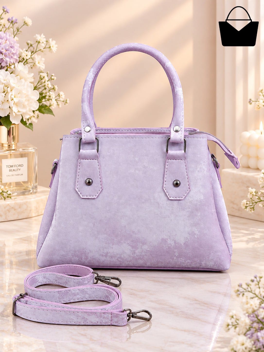 Premium Women's Handbag with Gold-Tone Hardware, Double Handles & Adjustable Shoulder Strap