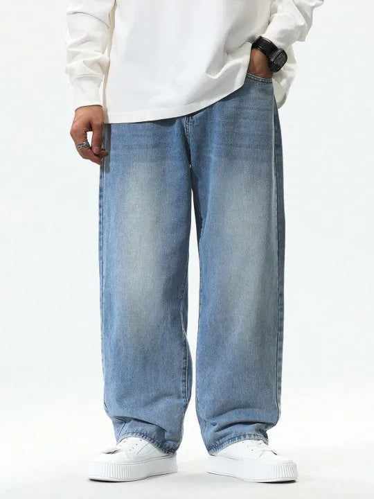 Wide Leg Baggy Relaxed Straight Loose Bottom denim jeans pants for Men