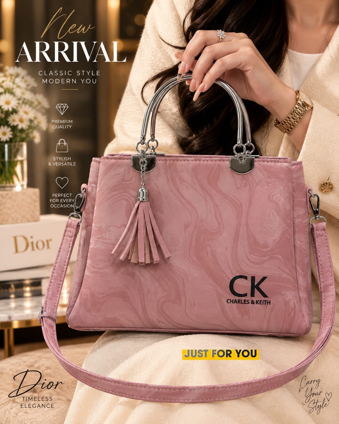 CRALES & KEITH Women's Premium Crossbody Bag with 3 Compartments | Stylish Long Strap Handbag