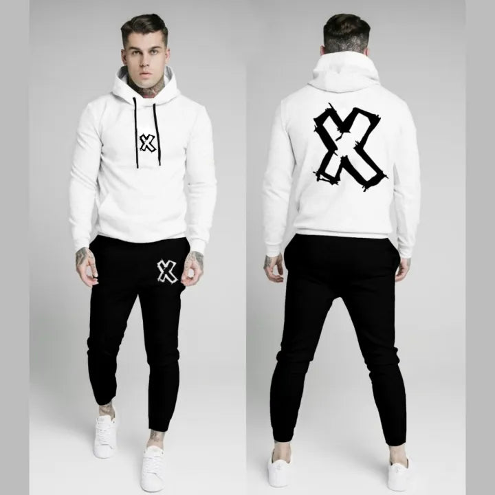 White Trendy Printed Tracksuit For Men - Hoodies For Men