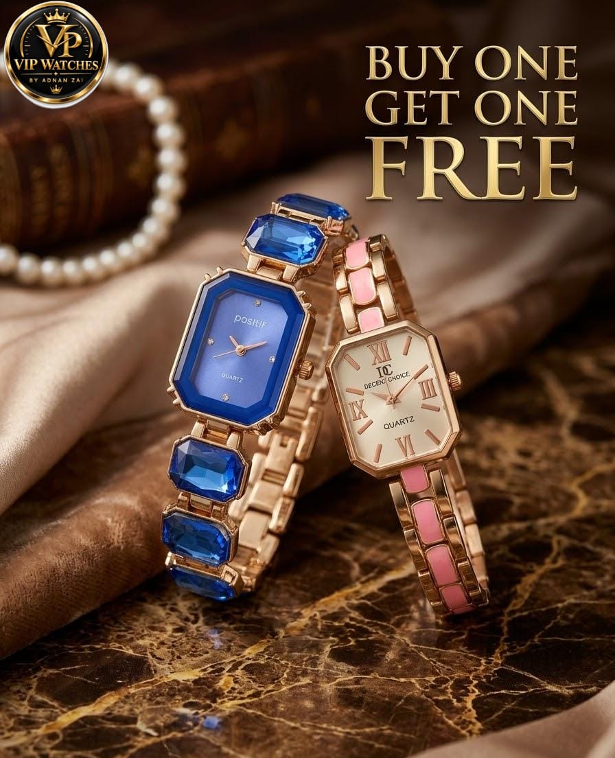 Buy 1 Get 1 Free – Girls’ Luxury Stone Jewelry Watches | Elegant Diamond-Style Design