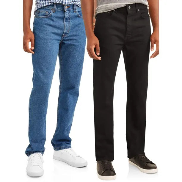 Pack of 2 Denim Jeans For Man in Two Multiple colors (Black and Light Blue Colors), Stretchable, Narrow, Skinny, Party Wear, Comfortable, (Premium Quality) - Stay Stylish