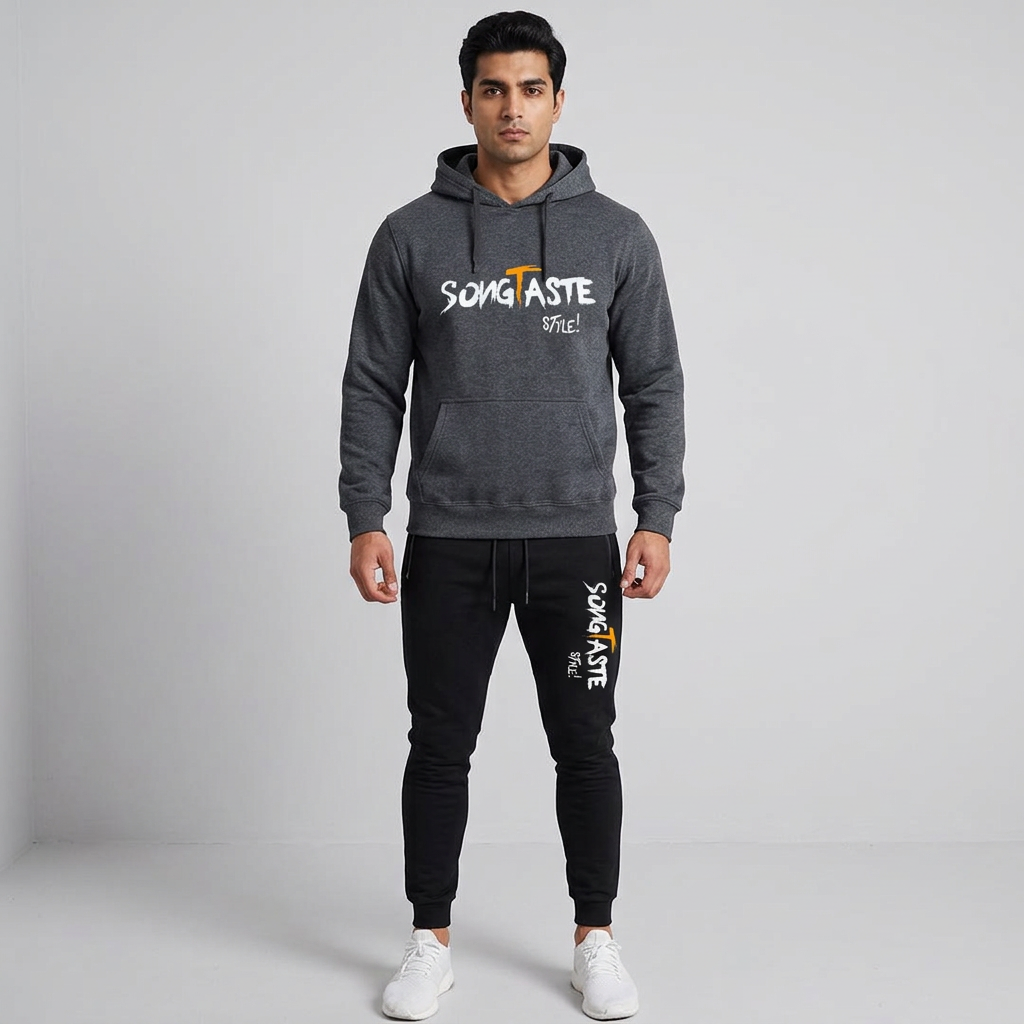 White SongTaste Printed Tracksuit For Men - Hoodies For Men