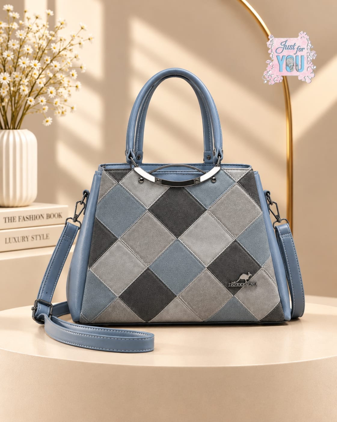 Stylish Medium Women's Shoulder Bag with 3 Compartments & Long Strap