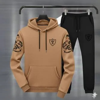 Royal Crest Black Printed TracSuit For Men's