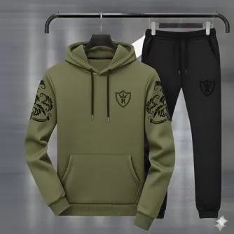 Royal Crest Black Printed TracSuit For Men's