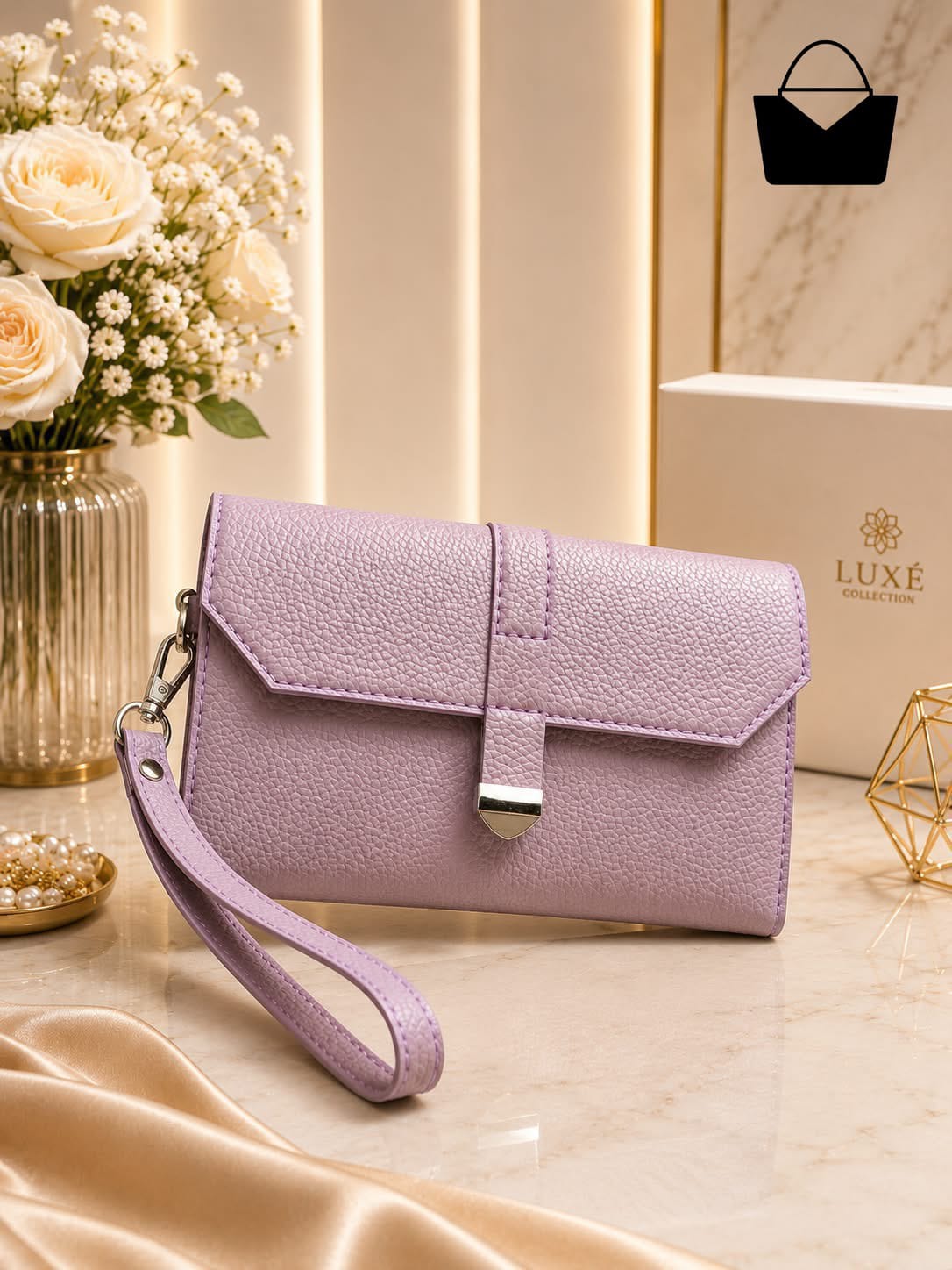 Rosé Luxe Women's Handbag – Premium PU Leather, 3 Compartments & Adjustable Shoulder Strap