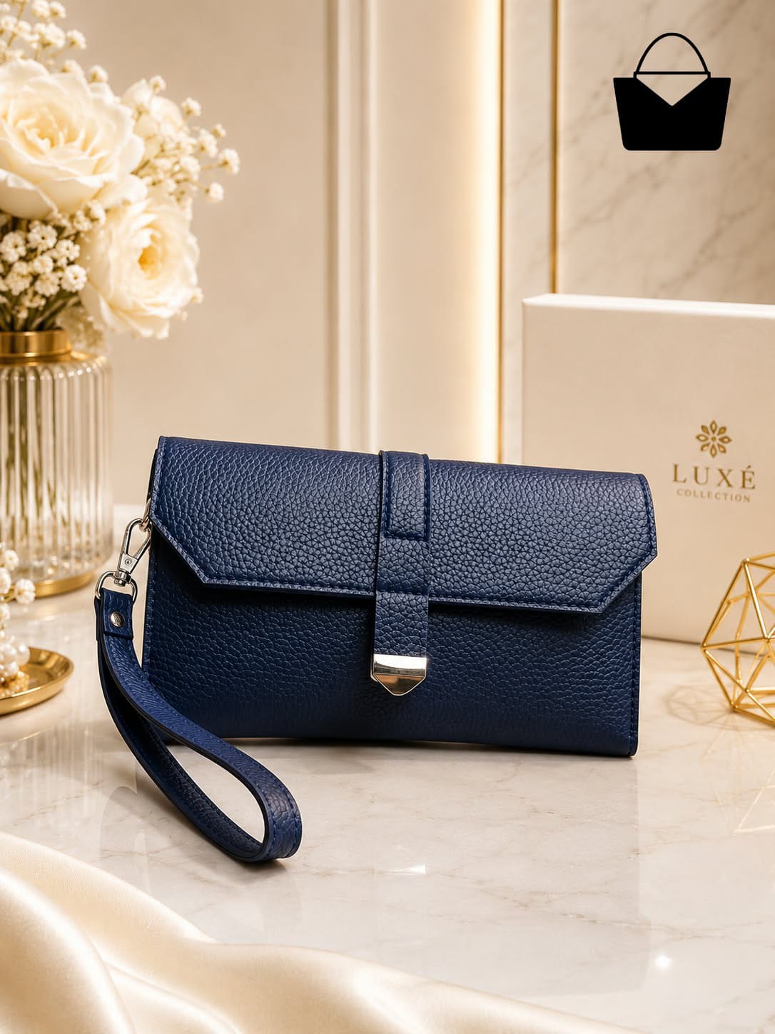 Rosé Luxe Women's Handbag – Premium PU Leather, 3 Compartments & Adjustable Shoulder Strap