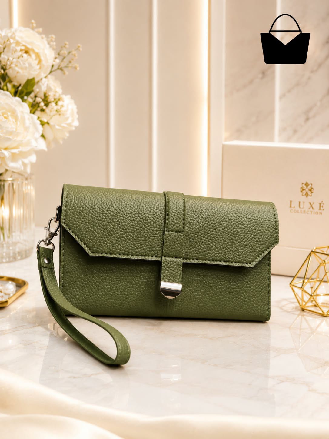 Rosé Luxe Women's Handbag – Premium PU Leather, 3 Compartments & Adjustable Shoulder Strap