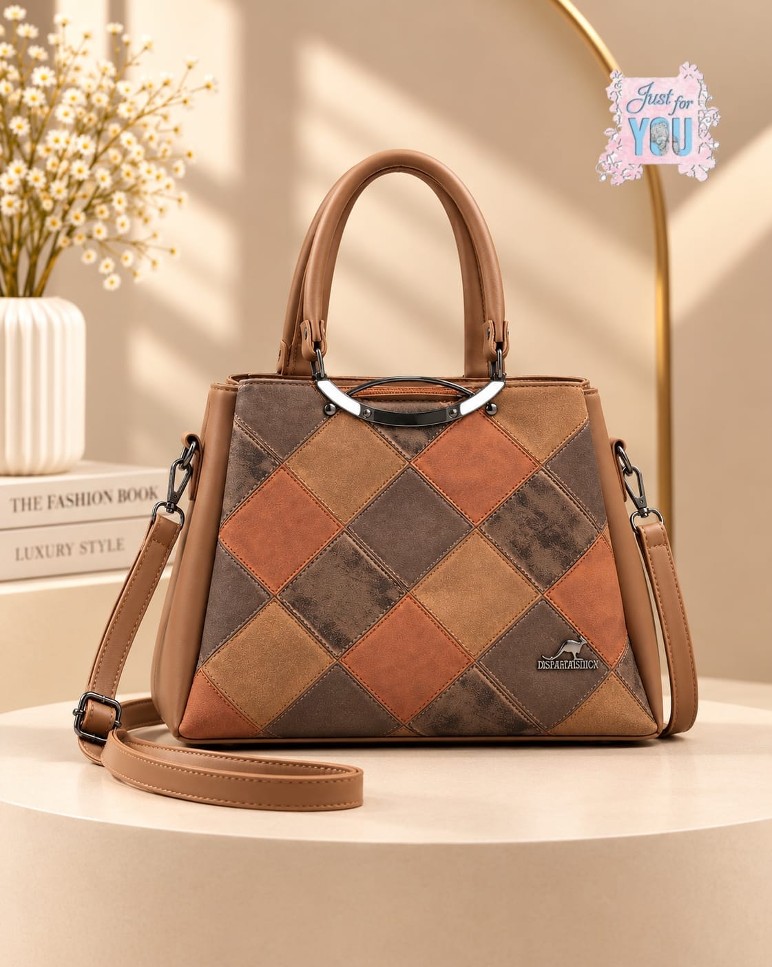 Stylish Medium Women's Shoulder Bag with 3 Compartments & Long Strap