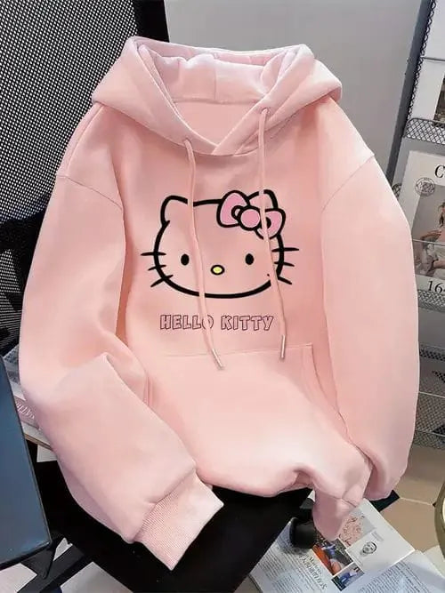 Women’s Light Pink Hello Kitty Graphic Hoodie | Cute Casual Streetwear 🎀