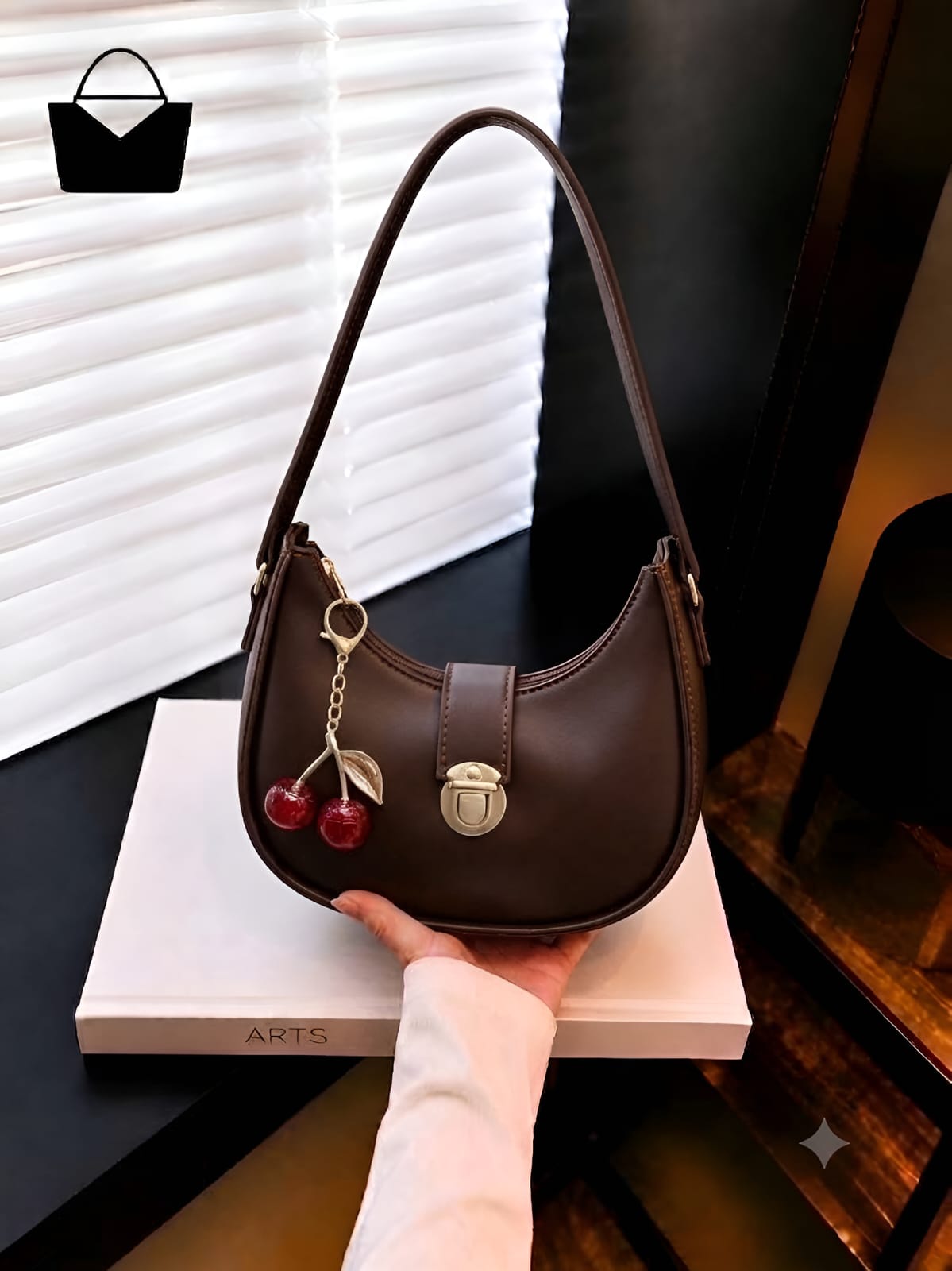 Mini Moon Cherry Shoulder Bag for Women – Cute Cherry Charm