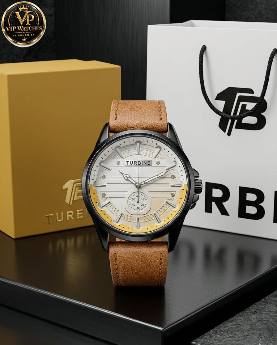 Turbine Original Men's Watch with Premium Strap, Stainless Steel Back, Brand Box & Shopping Bag