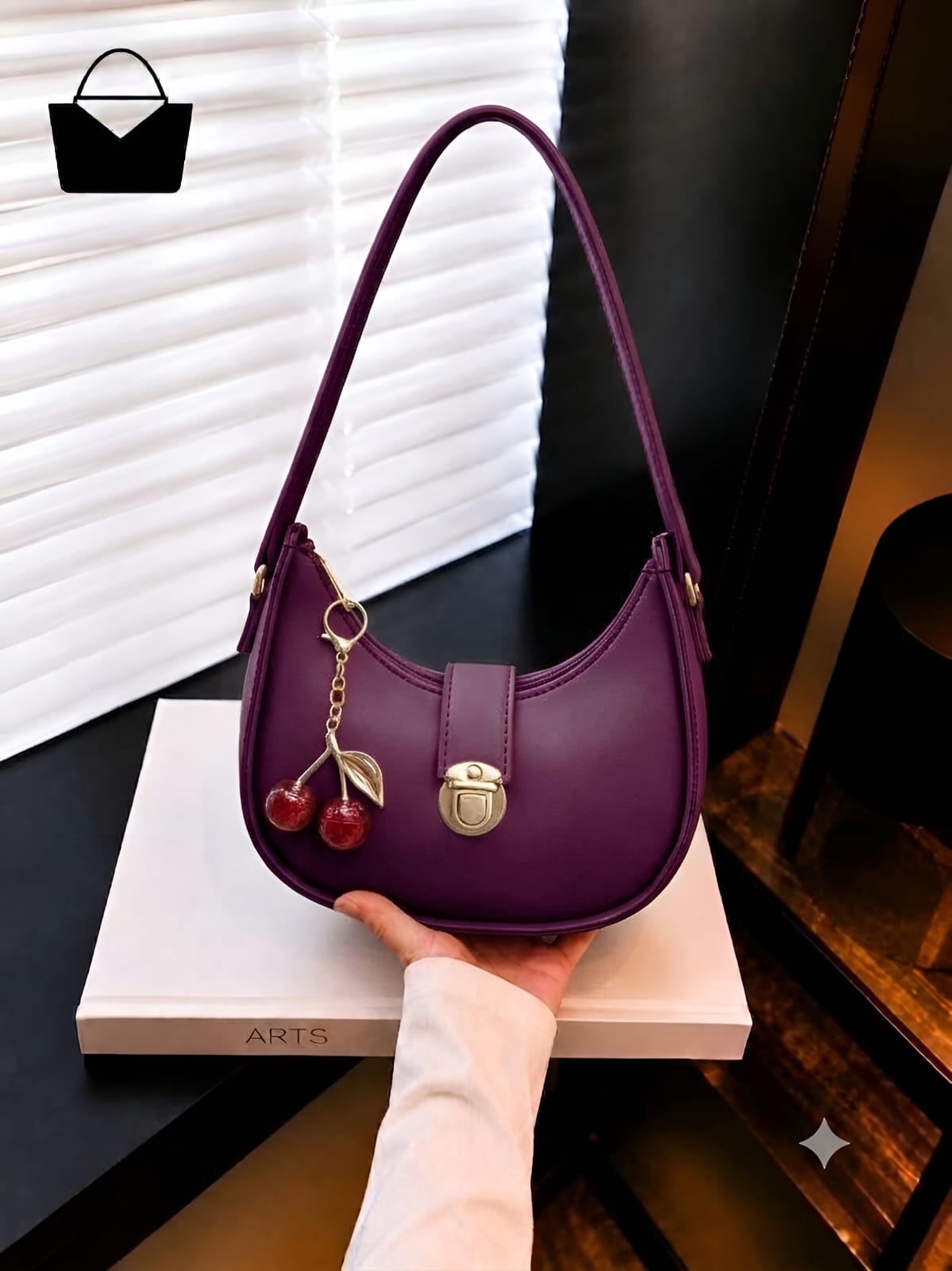 Mini Moon Cherry Shoulder Bag for Women – Cute Cherry Charm