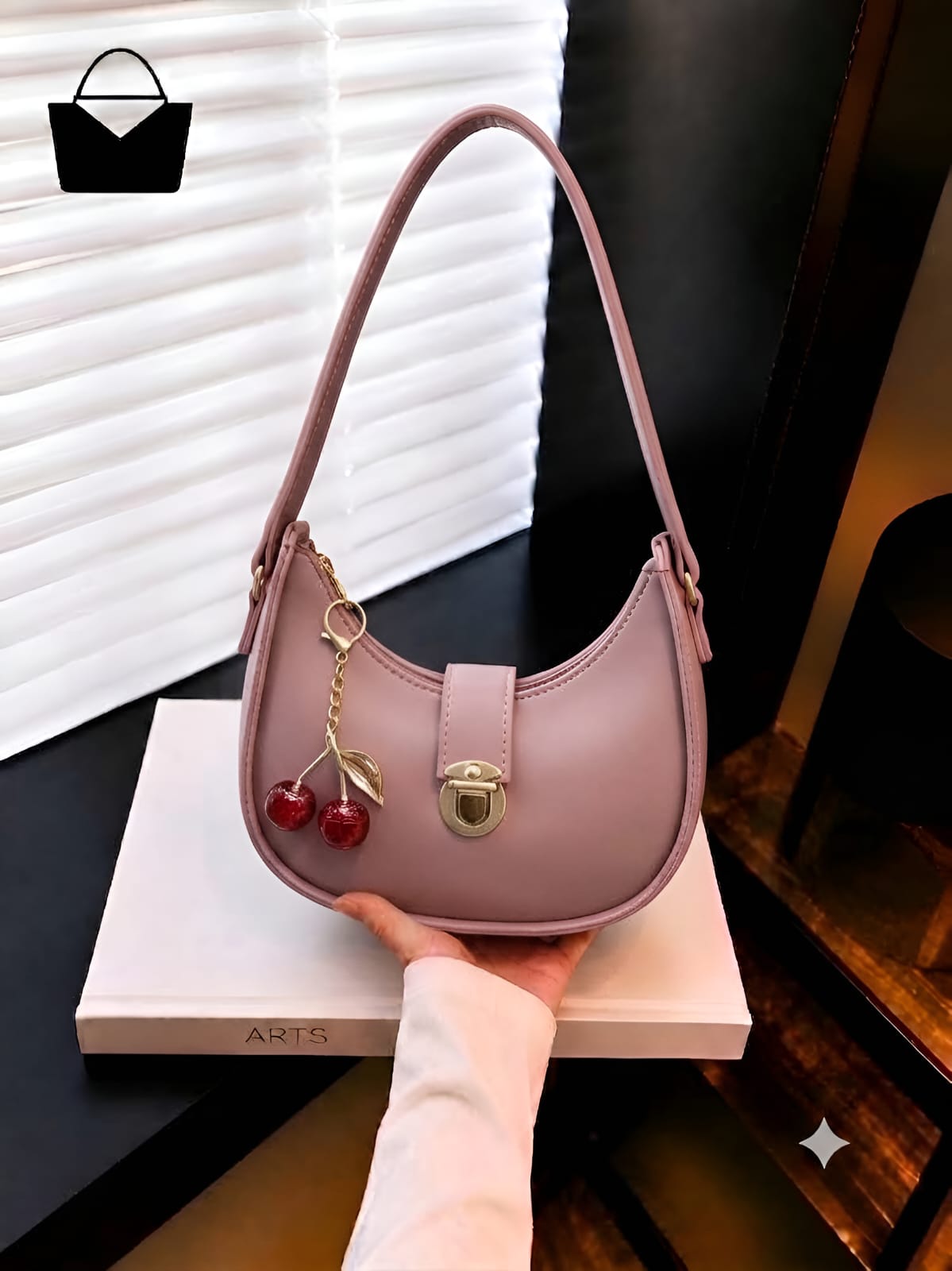 Mini Moon Cherry Shoulder Bag for Women – Cute Cherry Charm